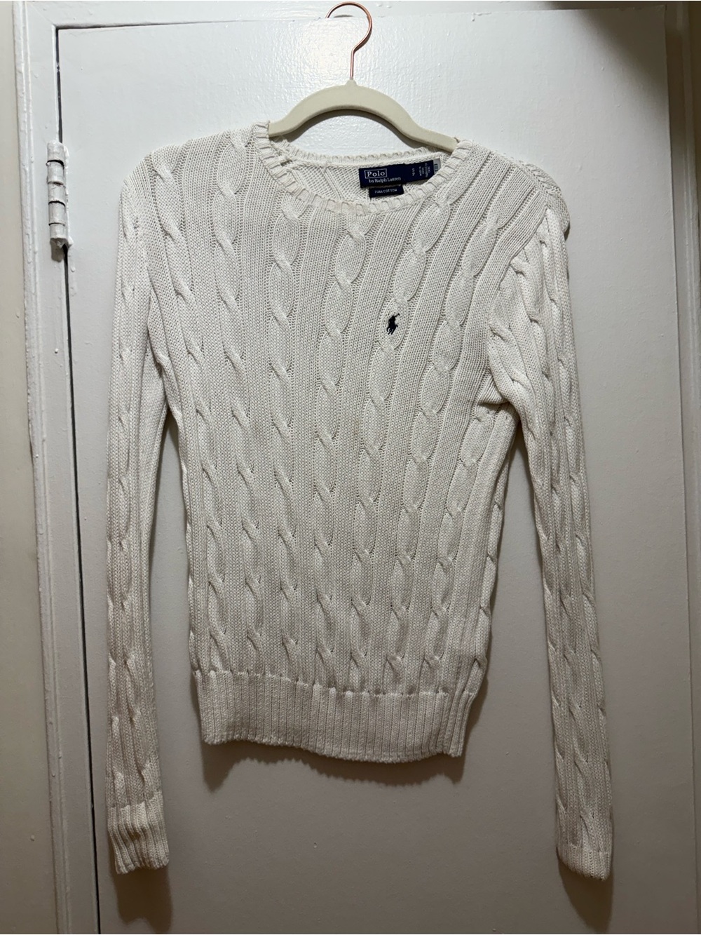 Polo by Ralph Lauren Ivory Cable-Knit Crewneck Sweater